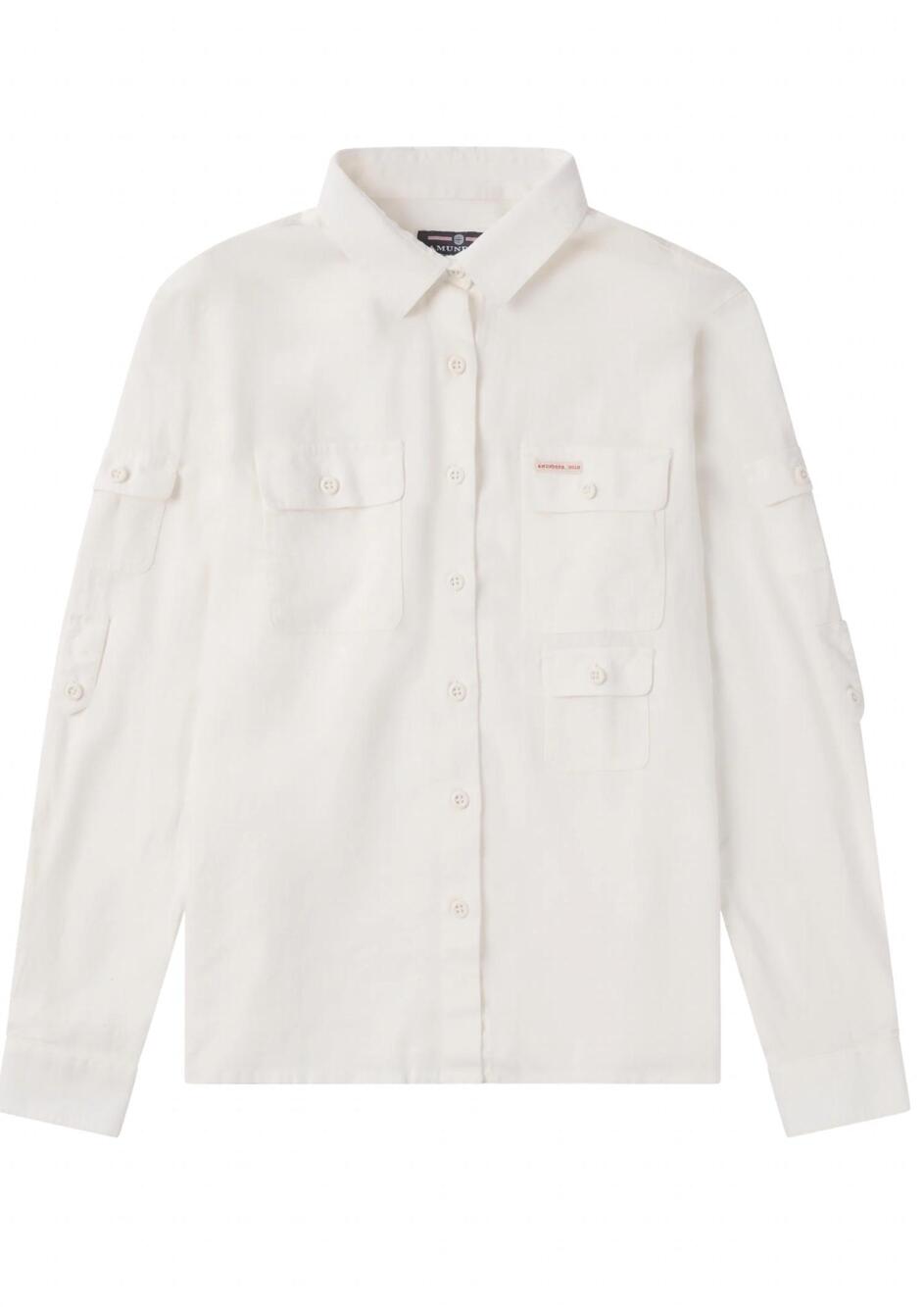 NEW AMUNDSEN women's linen button down shirt in white